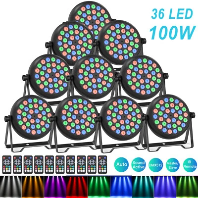 YOKEN BAR COLOURFUL STAGE LIGHT 10 uds 100W RGB LED Par Foco DMX 512 con Control Remoto Faro DJ Lámpara