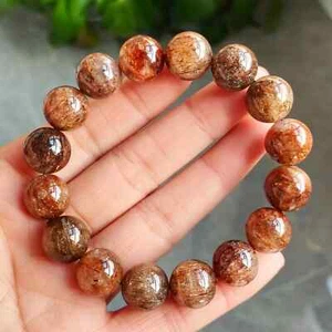 12.5mm Natural Black Gold Rutilated Quartz Crystal Beads Bracelet C1612 - Bild 1 von 6