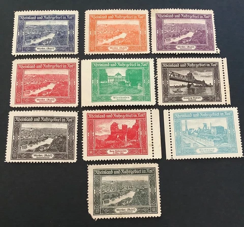 Rheinland und Ruhrgebiet in Rot Poster Stamps (10) MH OG VF Cover
