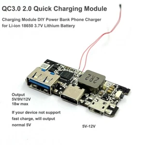 QC3.0 Type-C USB Lithium Li-ion 18650 Battery Fast Quick Charge Charging Module - Picture 1 of 6