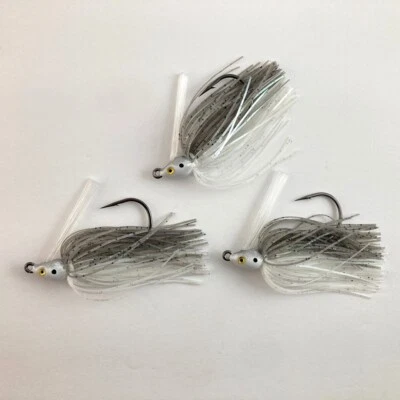 BIG RIVER BAITS 3-Pack 3/8-oz. Hand-Tied Green Ghost Shad Swim Jigs with FREE SHIPPING!