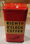 Caisse d'épargne café vintage huit heures étain rouge avec couvercle publicité de collection