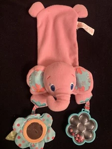 Bright Starts Pink Elephant Security Blanket Teether Toy - Picture 1 of 3