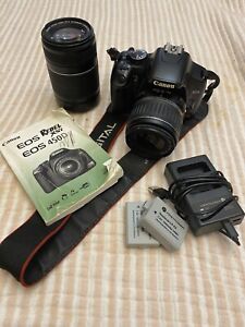 Canon EOS Rebel XSI 450 D Kit with 18-55mm + 55-250mm Lenses, Battery, Charger