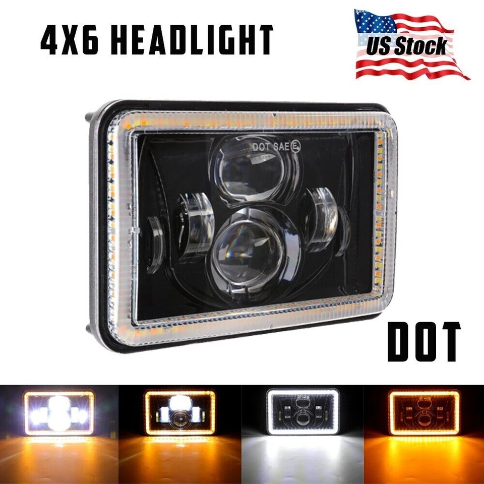 para 1982-1987 GMC C1500 C2500 Suburban 4x6" farol de LED projeto olho de anjo DRL - Imagem 1 de 4