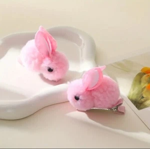 2 PC Easter Pink Rabbit Design Hair Clip Children Women Accessories Hairpin - Picture 1 of 5
