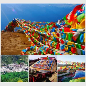 20 Banderas de Cuerdas Oración Budista Tibetana Banderas Caballos de Viento Mantra Budista Oración - Imagen 1 de 11