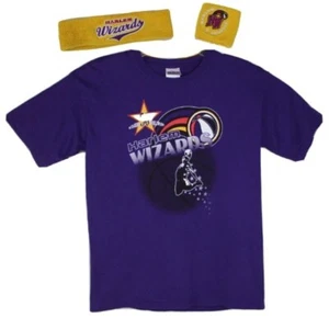 Harlem Wizards T-Shirt Purple Size L Gildan 100% Cotton 50 Years 2012 with Bands - Picture 1 of 8