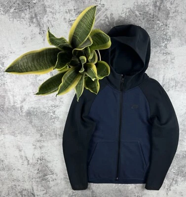 耐克 Tech Fleece Drill 全拉链连帽男式 S 蓝色运动衫连帽衫 — 第 1/4 张图片