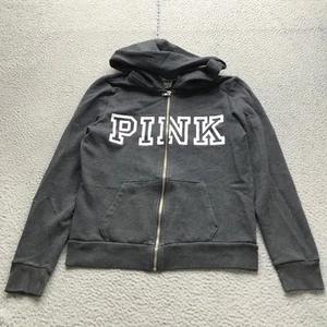 Pink Victoria's Secret Sweatshirt Hoodie Jacket Women's S Logo Full Zip Gray - Picture 1 of 11