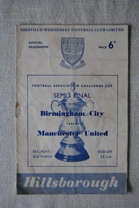 1957 Birmingham City v Manchester Utd F.A. Cup Semi Final Football Programme - Picture 1 of 10