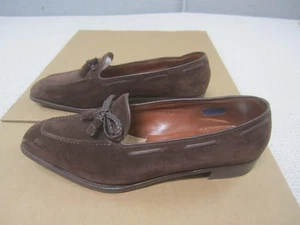 George Cleverley Anthony Shoes 10.5 Brown Semi Bespoke Buckskin Tasseled Loafer - Picture 1 of 13