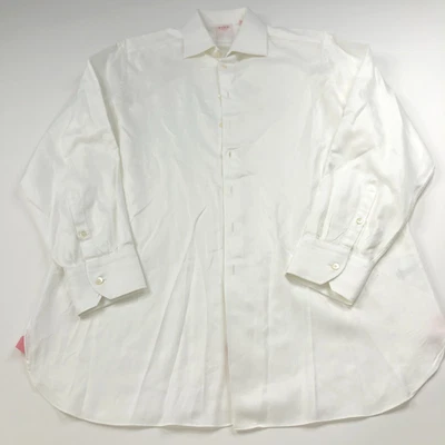 Thomas Pink 17/35 LS Tuxedo Dress Shirt White Herringbone MINT - Image 1 of 4