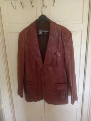 Abrigo deportivo de cuero vintage Saint Arnava Paris forrado en seda para hombre 44 marrón quemado Foto 1 de 4