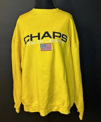 Ralph Lauren Chaps Vintage Cuello Redondo Hombre Talla XL / Unisex Amarillo Foto 1 de 3