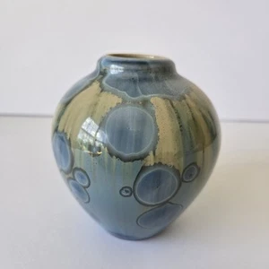 Xavier Gonzalez Signed Studio Pottery Chrystalline Glaze Vase 5" California Blue - Picture 1 of 7