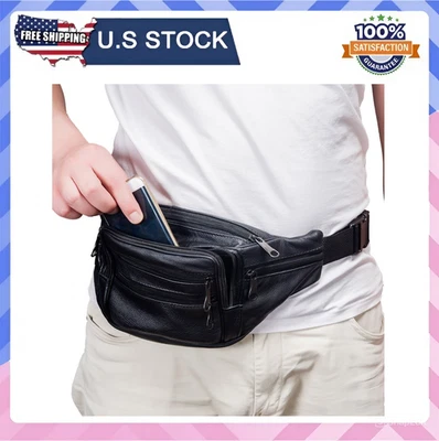 Riñonera de cuero Bolso de viaje 7 bolsillos Paquete de cintura.Adecuado para negro Foto 1 de 4