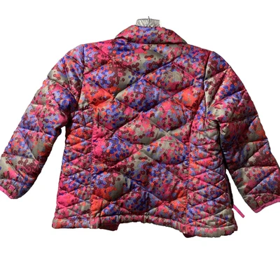 The North Face Jacket Girls XXS 5 Pink Floral Quilted Puffer Insulated Coat Flaw - Image 1 of 4