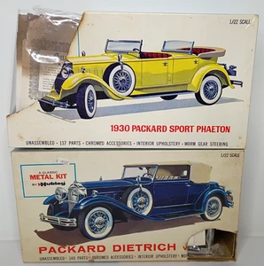 2 Stück Vintage 1:22 Hubley Metall Modellbausätze 1930 Packard Sport Phaeton + Dietrich - Bild 1 von 20