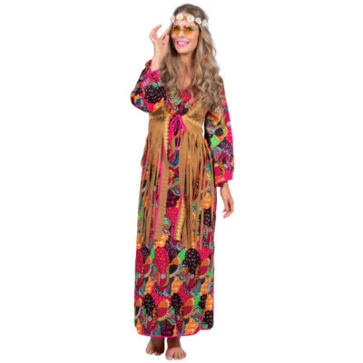 WILBERS Damen-Kostüm Hippie Kleid bunt