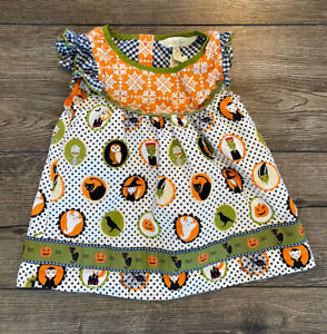 Girl's Matilda Jane Shirt Tunic Black Orange Halloween Pumpkin Size 2