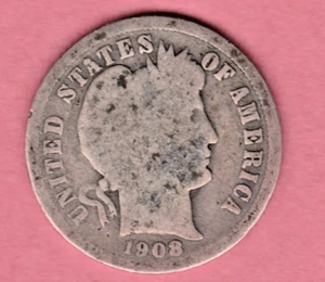 1908 Barber Dime in GOOD condition ~ PLEASE SEE THE SCAN stk b4 - Picture 1 of 5