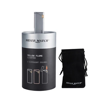 6x Gasfeuerzeug Silver Match Riga, Soft-Flamme Feuerzeug Reibrad Steinzündung - Bild 1 von 4