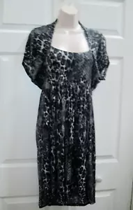 BISOU Leopard Print Dress Black Gray Open Back Women's Large Size 12 New - Picture 1 of 11
