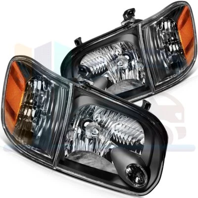Headlights For 2005-2006 Toyota Tundra 05-07 Sequoia Black Pair Headlamps Corner - Изображение 1 из 4