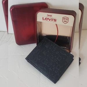 LEVI'S SCHWARZE LEDER-GELDBÖRSE MIT FALTBARER RFID-SCHUTZ GESTANZTES LOGO - Bild 1 von 6