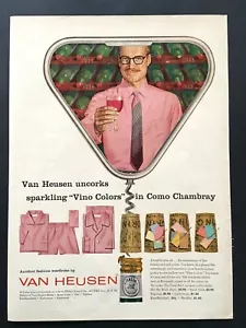 1956 Van Heusen Ad Uncorks sparkling Vino Colors in Como Chambray - Picture 1 of 1
