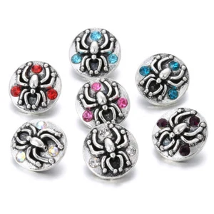 12mm 10pcs Mixed Spider Shaped Chunk Charm Snap Button Fit Drill Snap Jewelry - Picture 1 of 9