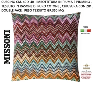 MISSONI Kissen cm. 40 x 40 Satin Baumwolle 100% Double Face Daunenpolster - Bild 1 von 9
