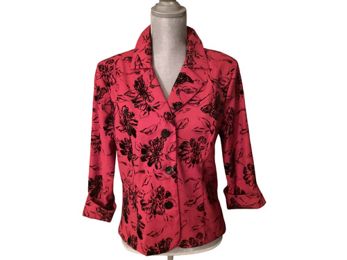 VETEMENTS Abito Fienile Donna Giacca Blazer Taglia Media Rosso e Nero Floreale Manica 3 4