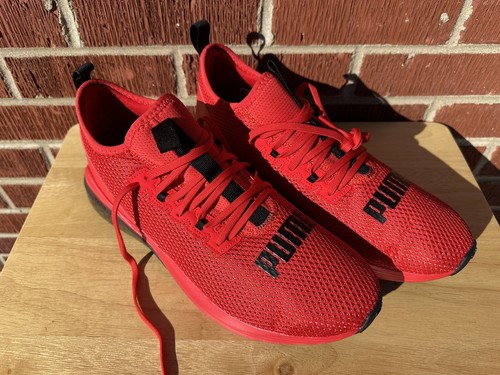 Scarpe da ginnastica Puma 10 Cell 195424 03 da uomo rosse e nere con lacci taglia 10 5