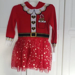 Girls Christmas Red Sweater & Tull Dress - Ugly Sweater- Girls Small 6/7 - NEW - Picture 1 of 4