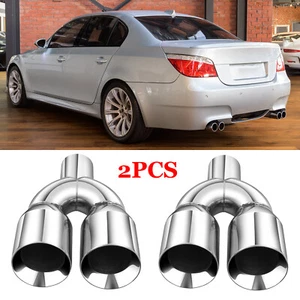 2PCS 2.5" Inlet 3.5" Outlet 9.5" Long Dual Exhaust Tips For 5 Series E60 E61 F10 - Foto 1 di 16