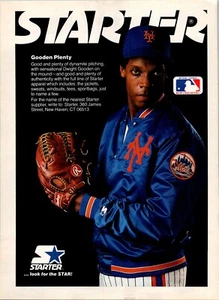 VINTAGE 1986 DWIGHT GOODEN NEW YORK METS STARTER KLEIDUNG DRUCK ANZEIGE - Bild 1 von 1