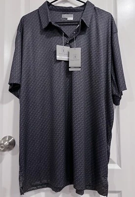 Men's XL PGA Tour Golf Polo Shirt Button Up Black Gray NWT - Image 1 of 4