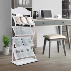 4 Tier Literature Magazine Display Stand Brochure Newspaper Catalog Holder Rack - Picture 1 of 19