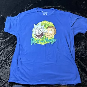 Rick & Morty Adult Swim Cartoon Network TV 2017 Men's 2X Blue Graphic Shirt New - Picture 1 of 7