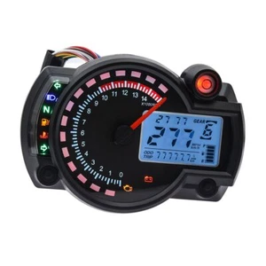 Universal Motorrad Tacho LCD Digital Hintergrundbeleuchtung Drehzahlmesser Kilometerzähler Messgerät - Bild 1 von 12