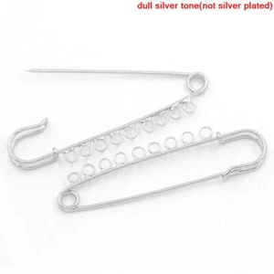 5 SILVER TONE 9 LOOP KILT PIN BLANK BROOCH~Shawl~Scarf~Charms~Badge~Pins (4C)UK - Picture 1 of 3
