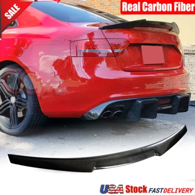 Real Carbon Fiber Rear Trunk Spoiler Wing For 2008-2017 AUDI S5 B8/B8.5 Coupe - Image 1 of 4