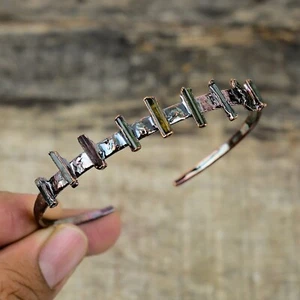 Nuevo brazalete de cobre electroformado con piedras preciosas en bruto multi turmalina oferta del día de la mujer - Imagen 1 de 6