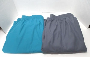 Landau Scrub Pants Womens 5XL Teal & Gray Relaxed Fit Elastic Waist Medical X 2 - Picture 1 of 10
