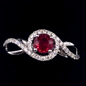 Rubin Diamant Ring 18K Weißgold 0,52 cts natürlicher Rubin 0,20 cts natürlicher Diamant - Bild 1 von 13