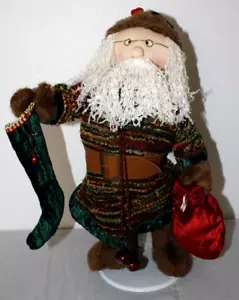 Vintage Dillard's 18" Plush Handcrafted Natural Santa Figurine with Metal Stand - Picture 1 of 13