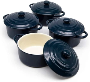 Ceramic Mini Cocotte Set, Small Casserole Dishes with Lids and Handles, Individu - Picture 1 of 6