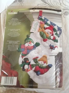 Bucilla Snow Fun Stocking Felt Applique Christmas Kit 18" - Picture 1 of 10